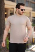 Erkek Ince çizgi Dokulu Kısa Kollu T-shirt resmi